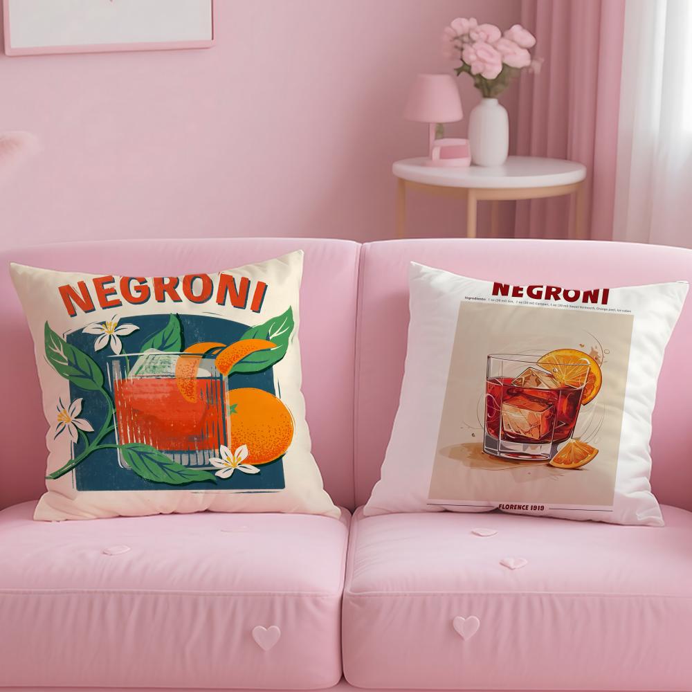 Cuscino Decorativo a Tema Cocktail Negroni – Morbido e Facile da Lavare – Versatile per Divano, Letto, Viaggio e Ufficio