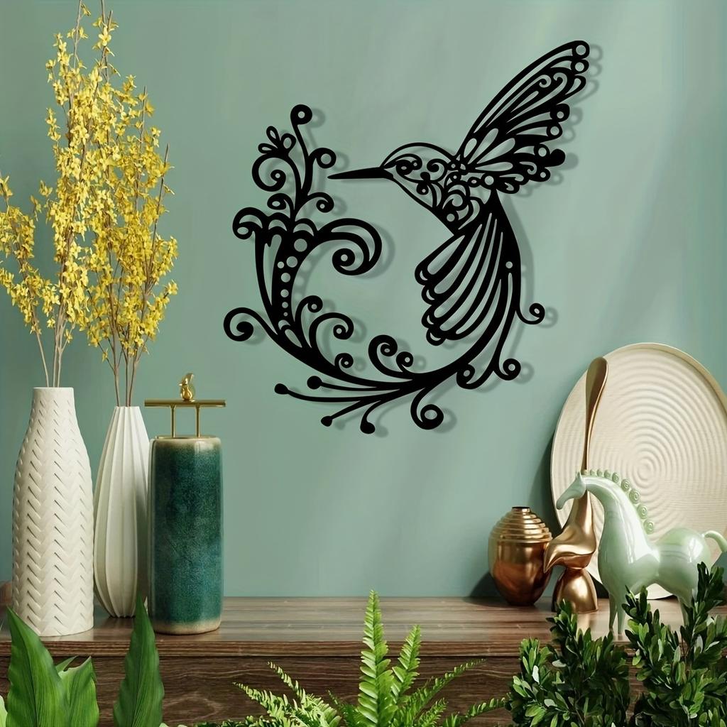 1pc Metal Hummingbird Wall Decor, Indoor Outdoor Garden Art, Housewarming Wedding Halloween Christmas New Year Gift