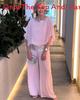 Satin Blouse And Wide Leg Pants Set With Sequin Embellishments For Casual Women