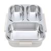 Divided Lunch Box 304 Stainless Steel Leakproof Heatable 3 Compartments Rectangular Food Container 1.2L Capacity