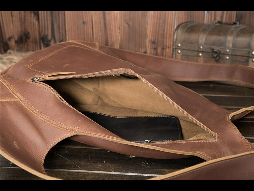 Men's Retro Dark Brown Crazy Horse Leather Backpack - College Style for Students