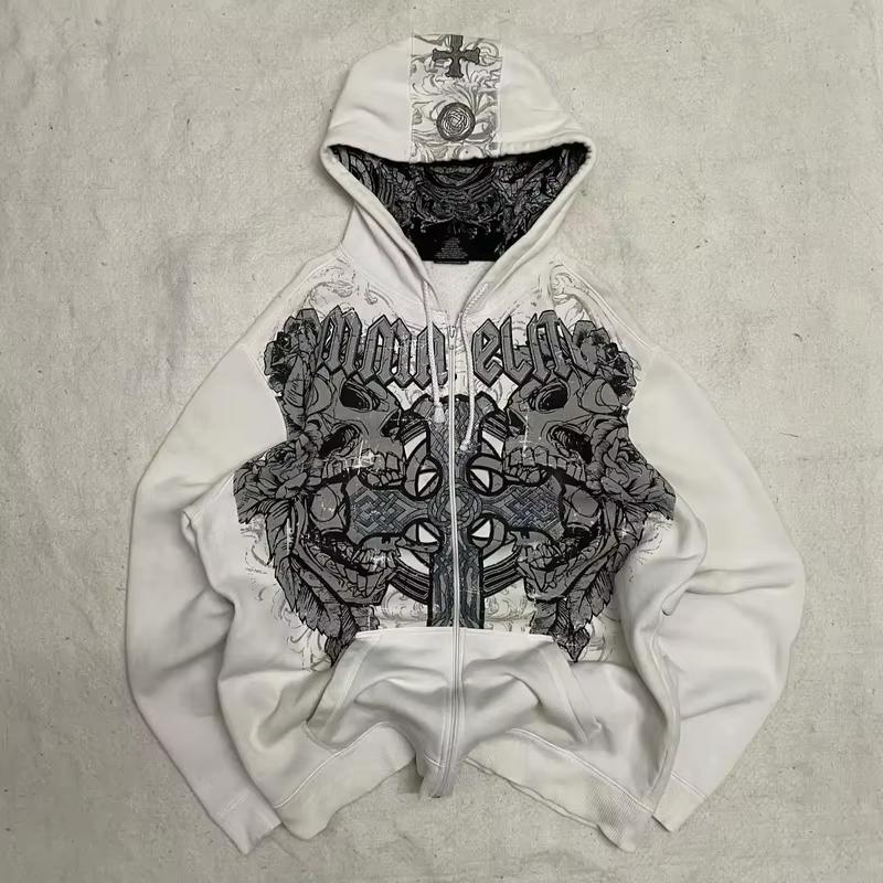 Sweat à capuche zippé tendance Hip Hop Y2K américain pour femme, décontracté Street, ample, Joker, Sweatshirt Vintage, Sweat à capuche chaud doublé polaire unisexe