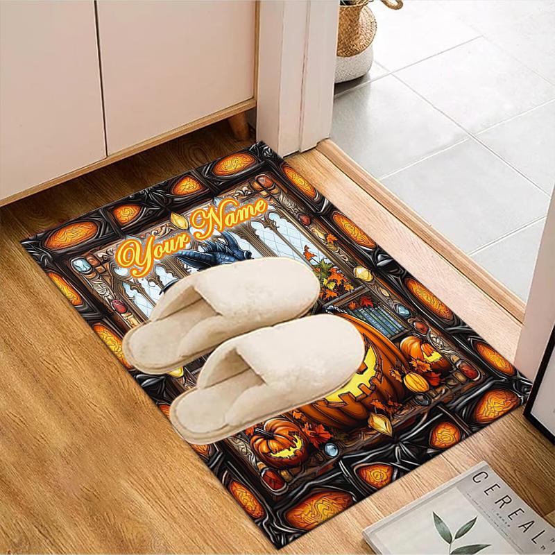 1PC Custom Name Halloween Dragon Book Theme Floor Mat Ideal for Living Room, Game Rooms, Office, Bedroom, Floor Mat Playful Design