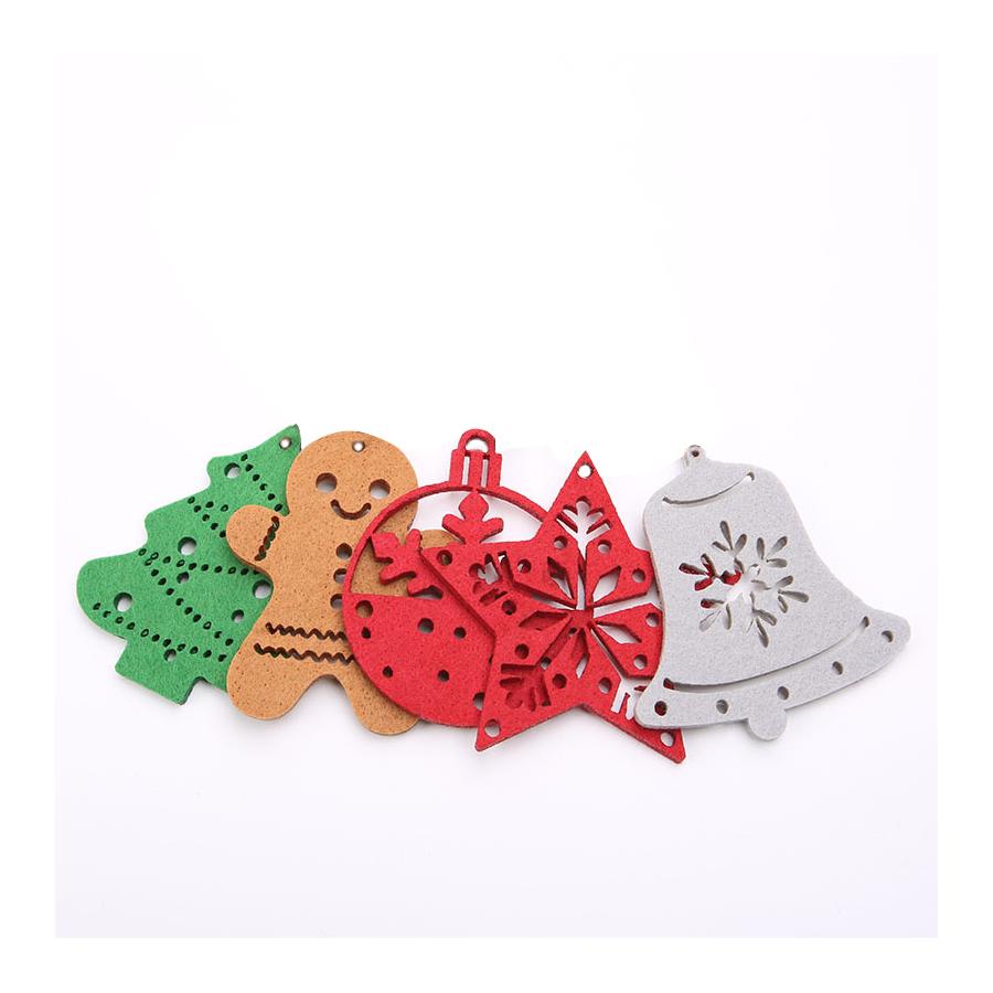 4 STÜCKE Weihnachten Filz Ornamente Hängende Dekorationen - Lebkuchenmann/Weihnachtsbaum/Stern/Glocke für Feiertags-Weihnachtsdekoration