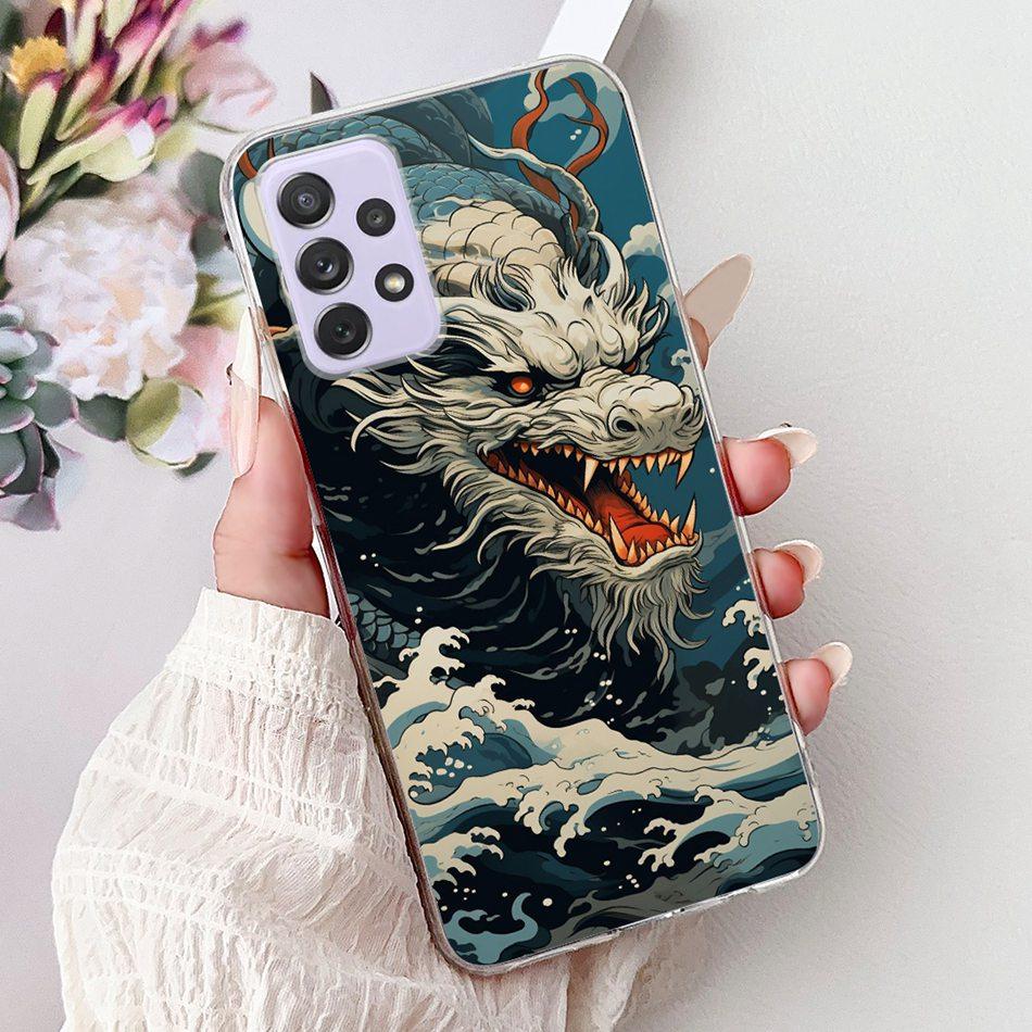 For Samsung Galaxy A72 A52 A52s Cool Dragon Tiger Painted Phone Case For Samsung A72 A52s A52 5G Soft Silicone TPU Cases
