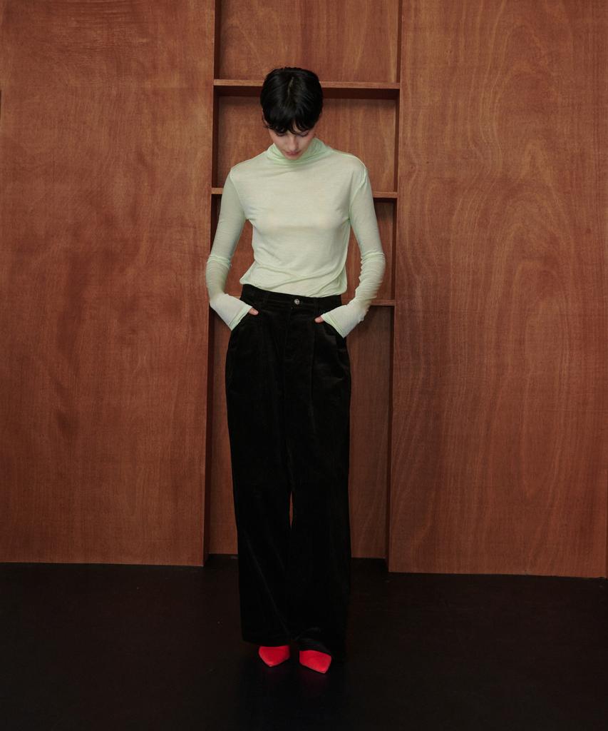 MELLY&ROSE Soft Wool Tencel Turtleneck T-Shirt (319948)_Lime