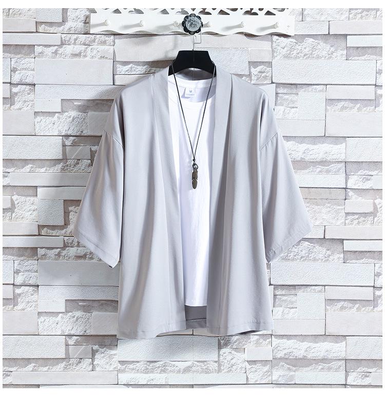 2025 Summer Men's Ice Silk Sun Protection Dao Robe Hanfu: Casual Seven-Sleeve Cardigan Jacket
