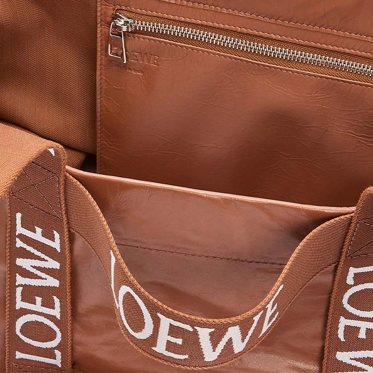 Loewe Fold Shopper Series Logo Large Capacity Tote Bag Paper Texture Cowhide Leather Handbag Unisex Tote Bag Brown B507X23X01-2530