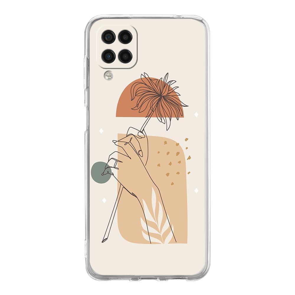 Phone Case for Samsung Galaxy A13 A51 A71 A21S A12 A31 A52 A41 A23 A53 A73 A32 5G A03S Cover Couples Flower One Line Wall Art