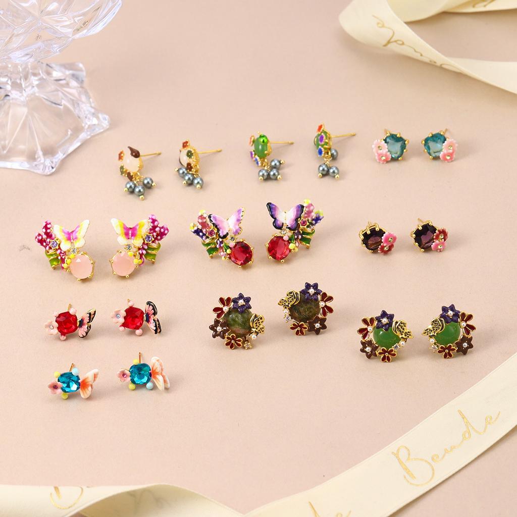 Personalized French Mori Enamel Dripping Oil Niche Bow Earrings Summer Jewelry Three-dimensional Color Stud Earrings