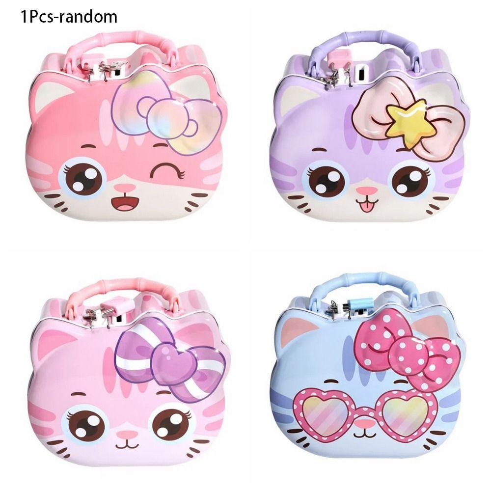 

Мультяшная детская копилка с замком, коробка для депозита монет, простая в использовании, копилка-кошка, ребенок 1 Pcs-random