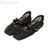 Mode Damen Mesh Mary Jane Schuhe Frau Lässig Eckige Zehenpartie Flache Sandalen Sommer 2025 Trend Weiche Sohle Kleid Komfort Atmungsaktiv Sandalias
