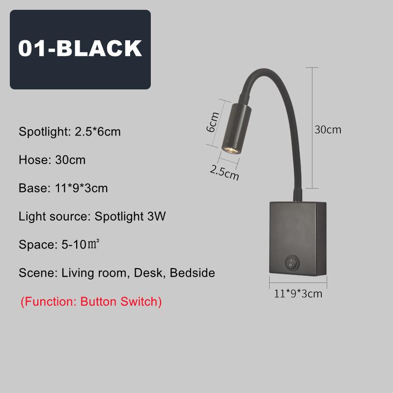 

Светодиодная настенная лампа для чтения с выключателем, зарядкой через USB, регулируемым гибким шлангом, прикроватная лампа для спальни, кабинета, гостиной, светильника NO USB&Warm White (2700-3500K)