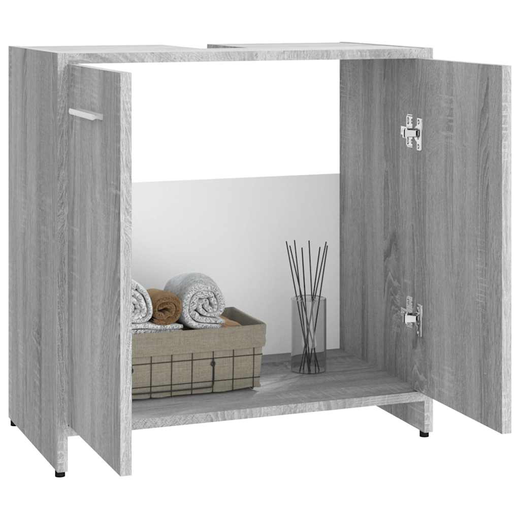 Bathroom Cabinet Gray Sonoma 60 X 33 X 60 Cm Particleboard