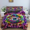 3D Blaues Böses Auge Bettbezug King Queen Größe Psychedelisches Magisches Zeichnungsaugen Bettwäscheset Kinder Jugendliche Erwachsene Polyester Steppdeckenbezug