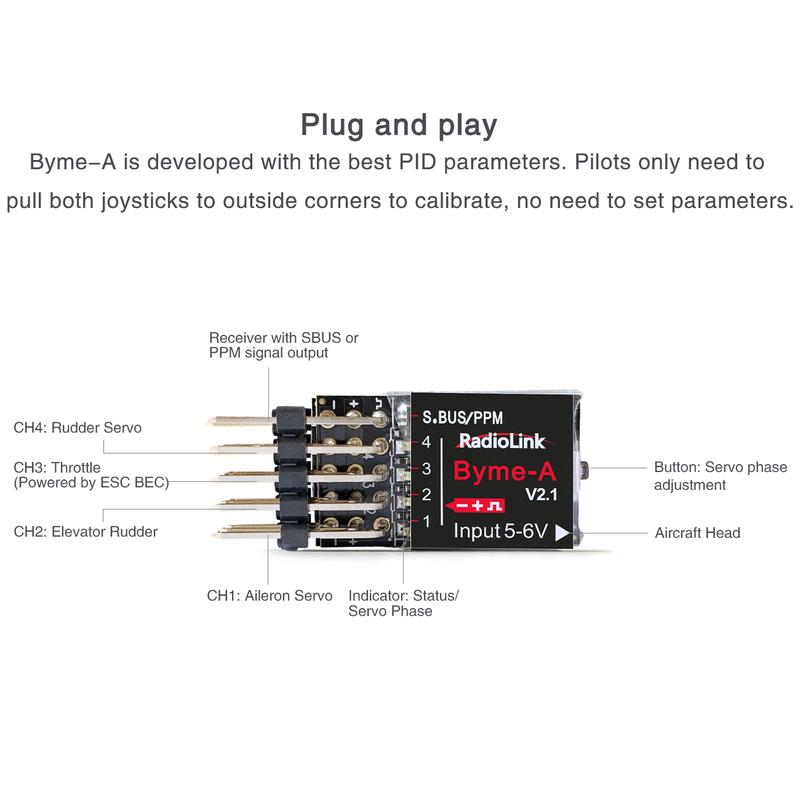 Radiolink Byme-A Byme-D Flight Controller Mini FC 3/5 Flight Mode with Gyro 3D for RC 3CH Plane 4CH Jet Airplane Straight Wing