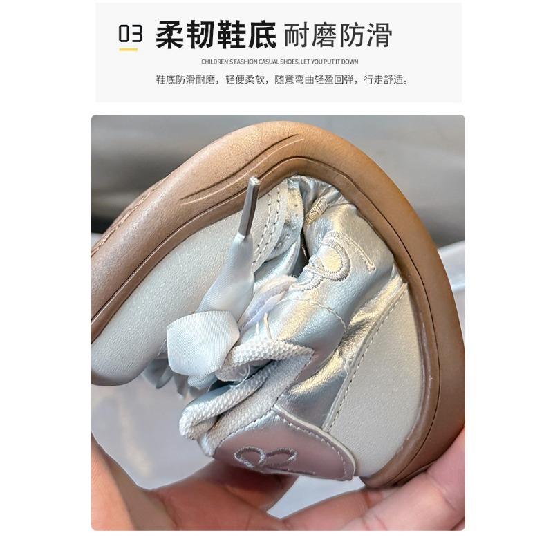 Kids Bow Embroidery Velcro Non Slip Casual Soft Sole Walking Shoes