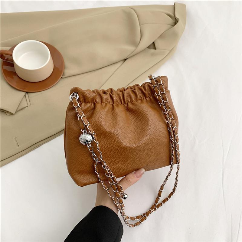Fashionable Pu Leather Crossbody Bucket Bag For Women Trendy Street Style In Black White Brown кофейный