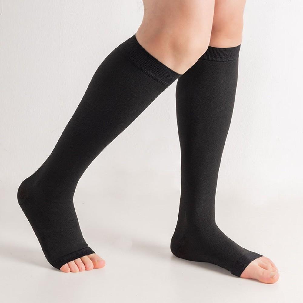 Peep Toe Pressure Level 2 Varicose Veins Socks Elastic Circulation 23-32mmHg Compression Socks Black Athletic Recovery