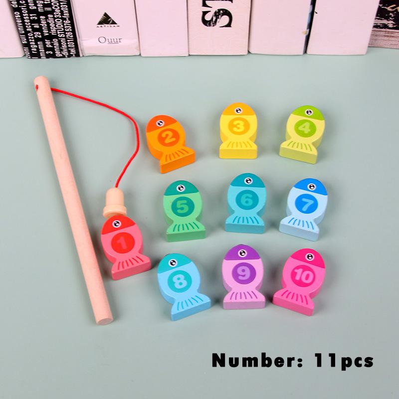 

Baby Magnetic Fishing Multifunctional Montessori Wooden Toys Preschool Early Educational Color Stacking Number Count Blocks Set