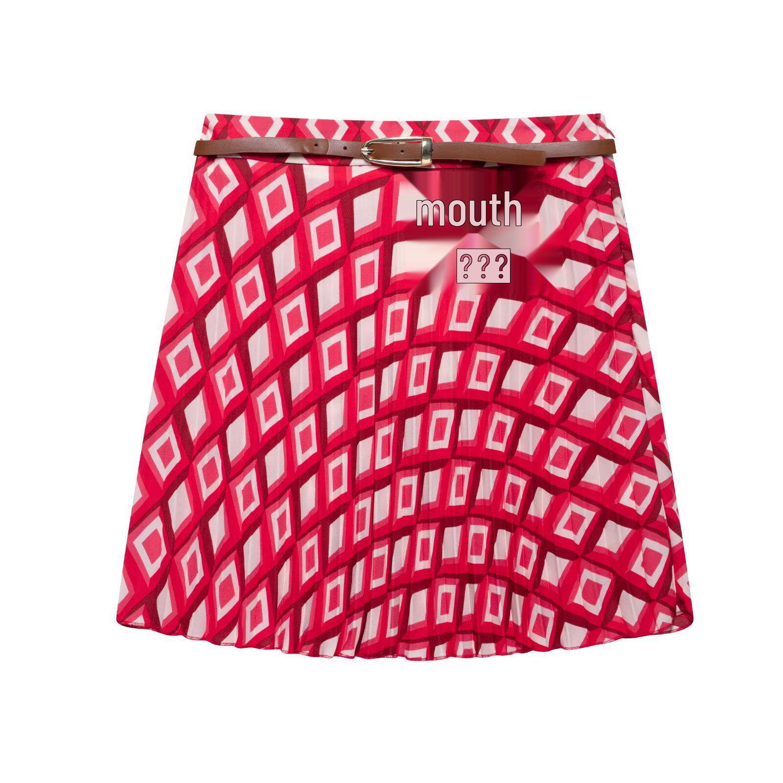 

Весна 2025 Женский комплект рубашки и юбки в европейском и американском стиле с геометрическим принтом Medium