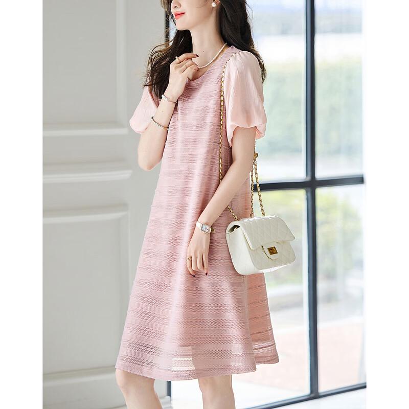 Женское полосатое платье-трапеция Demana с пэчворком и пышными рукавами S