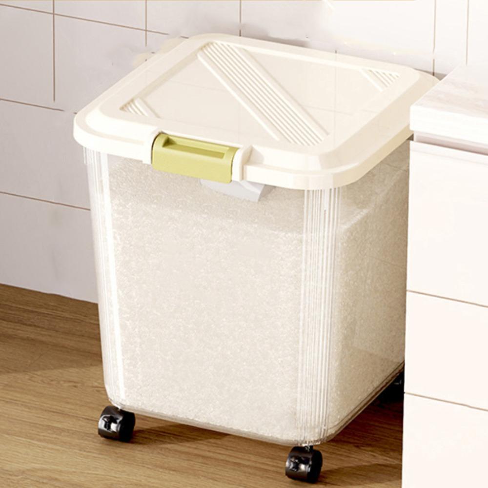 Insect Proof Pet Food Container with Wheel Rice Dispenser Durable Pet Food Storage Jar Flour