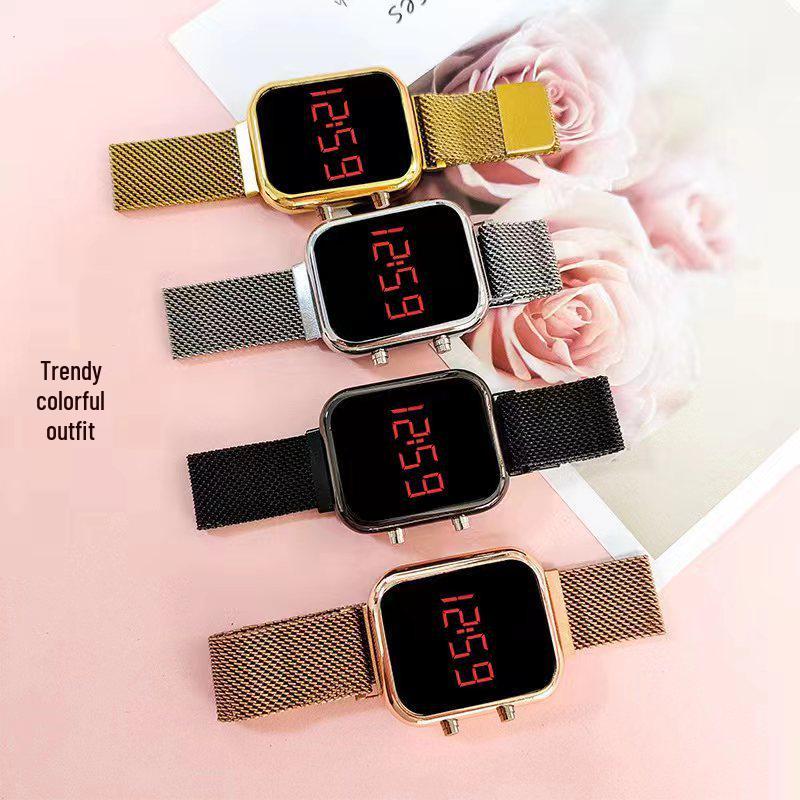 Creative Outdoor Sports Mesh Belt LED Electronic Watch for Students