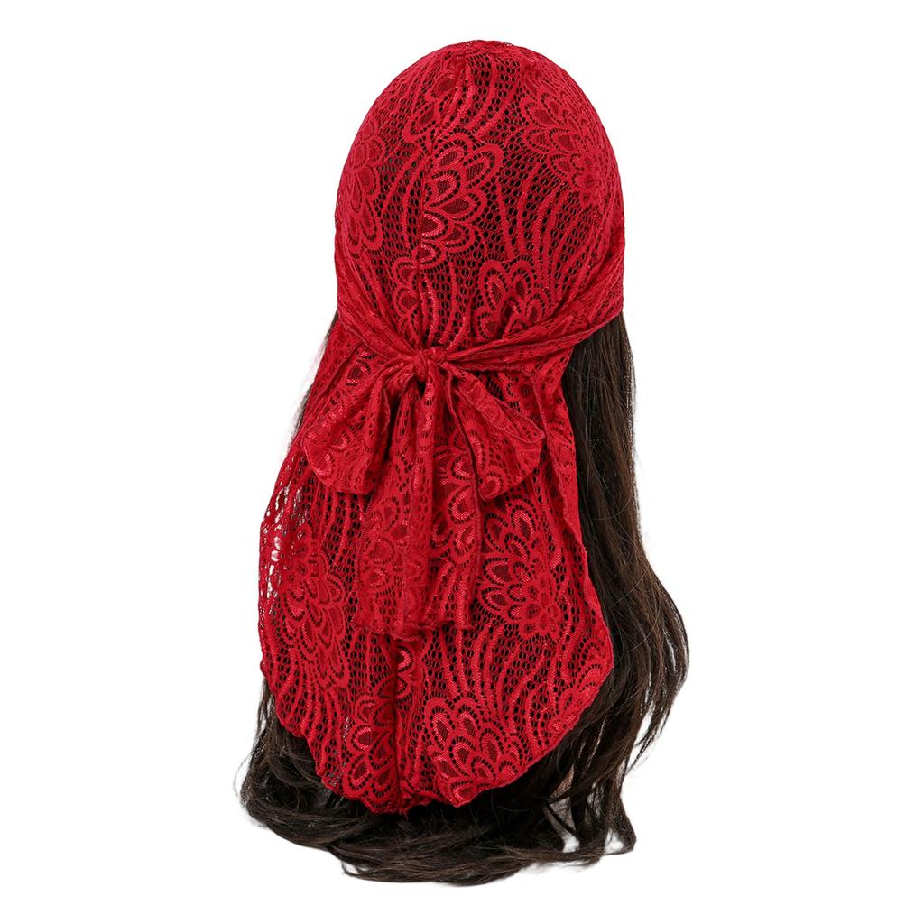 2025 New Embroidered Floral Lace Hijab Scarf For Woman Summer Sunn Protection Wraps Ladies Bandana Casual Headband