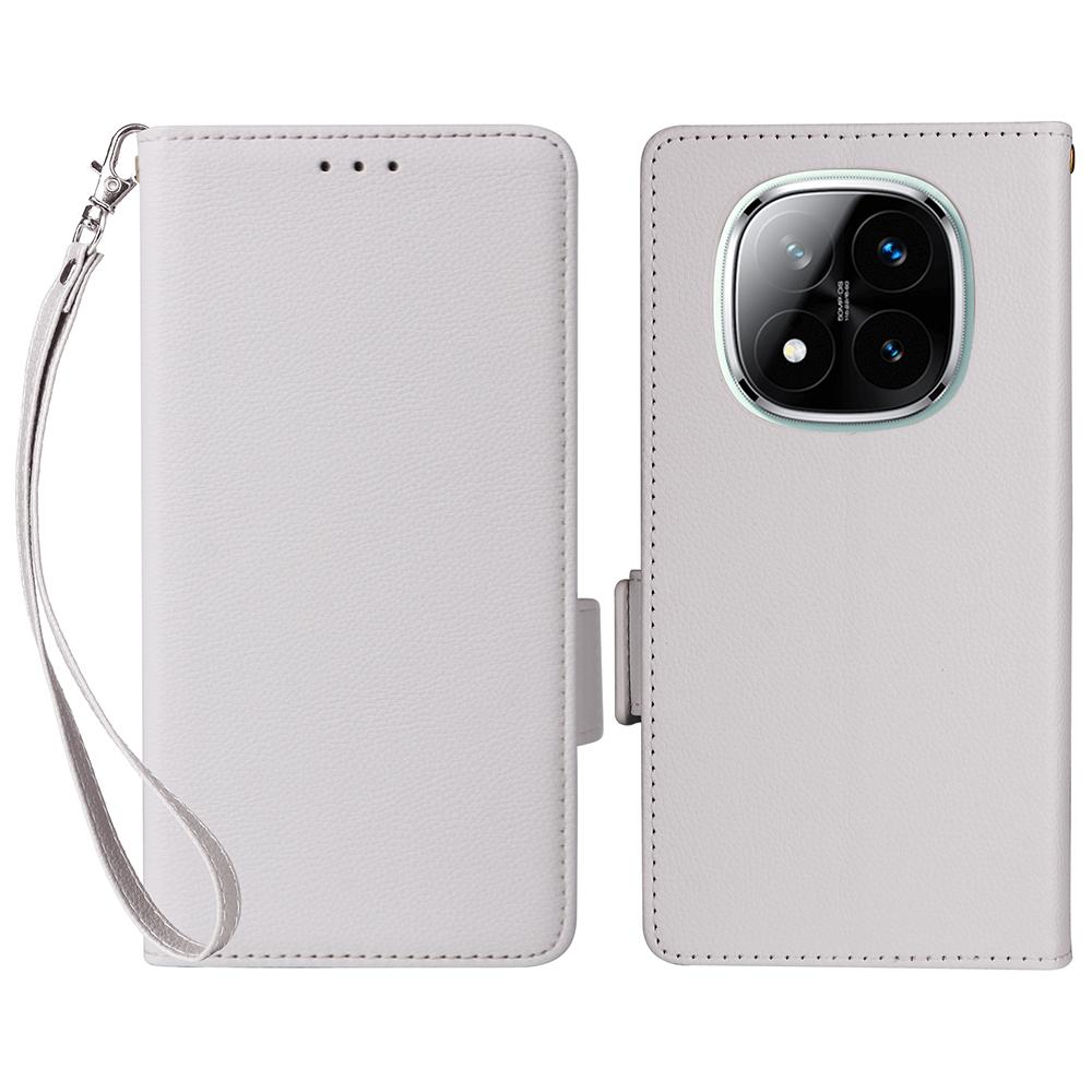 For Xiaomi Note 14 Pro+ 5G/Note 14 Pro 5G/Poco X7 5G Case with Wrist Strap Litchi Texture PU Leather Wallet Phone Cover