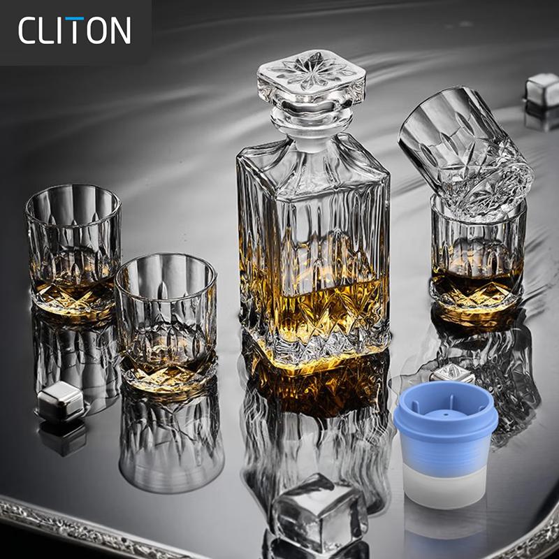 CLITON Glass Whiskey and Decanter Set