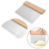 2pcs Dough Scraper with Wooden Handle Stainless Steel Dough and Pizza Cutter Multipurpose Kitchen Tool for Baking and Cooking
