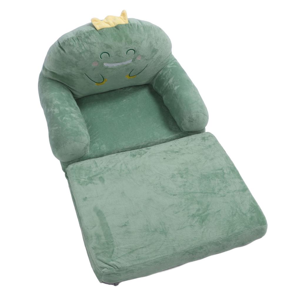 Kinder Sofa Cartoon Grüner Dinosaurier Faltbar Breiter Griff Weich Atmungsaktiv Kleinkind Stuhl zum Lesen Entspannen Schlafen