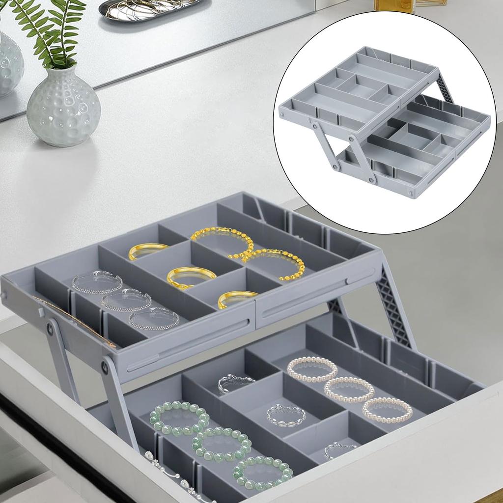 2/3 Tier Foldable Drawer Organizer Multi Level Storage Tray Adjustable Divider Versatile Expandable Drawer Jewelry Organizer
