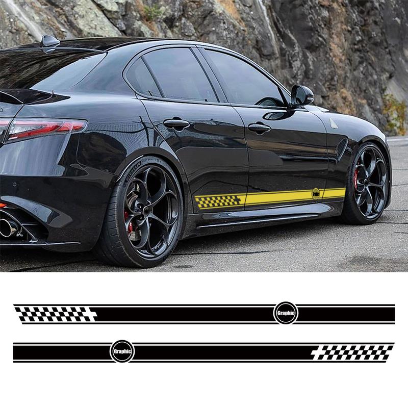2PCS Car Door Side Skirt Stripe Stickers For Alfa Romeo Giulietta Stelvio Mito Giulia Sportiva Racing Sport Fashion Vinyl Decals