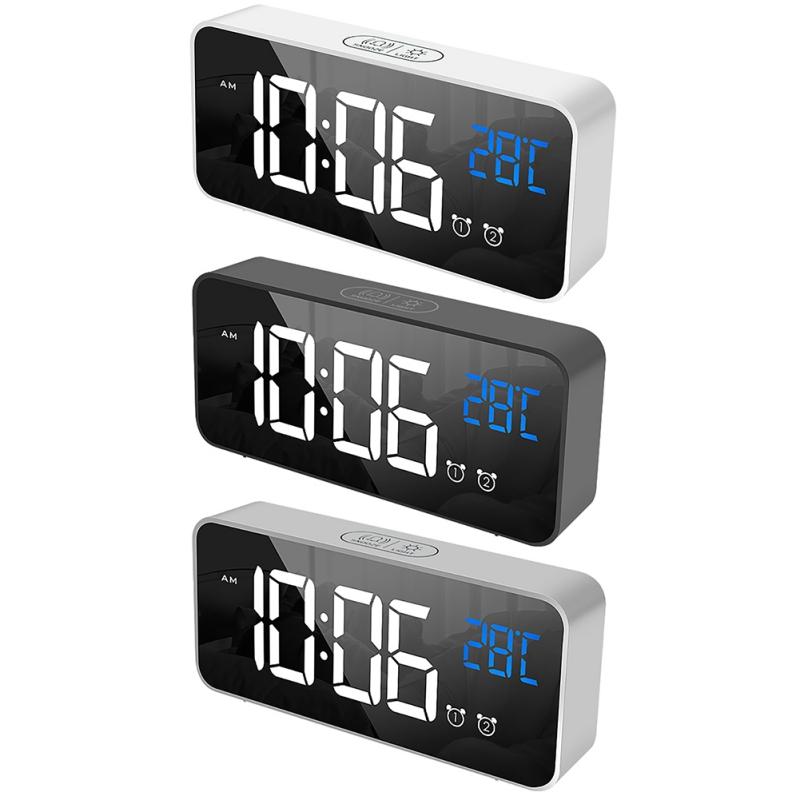 LED Digital Alarm Clocks Backlight Snooze Mute Calendar Desktop Intelligent Acoustic Control Temperature Function Clock