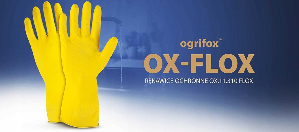Flocked Rubber Protective Gloves / Yellow / Size: 9- / Ox-Flox_L - 100 Pcs