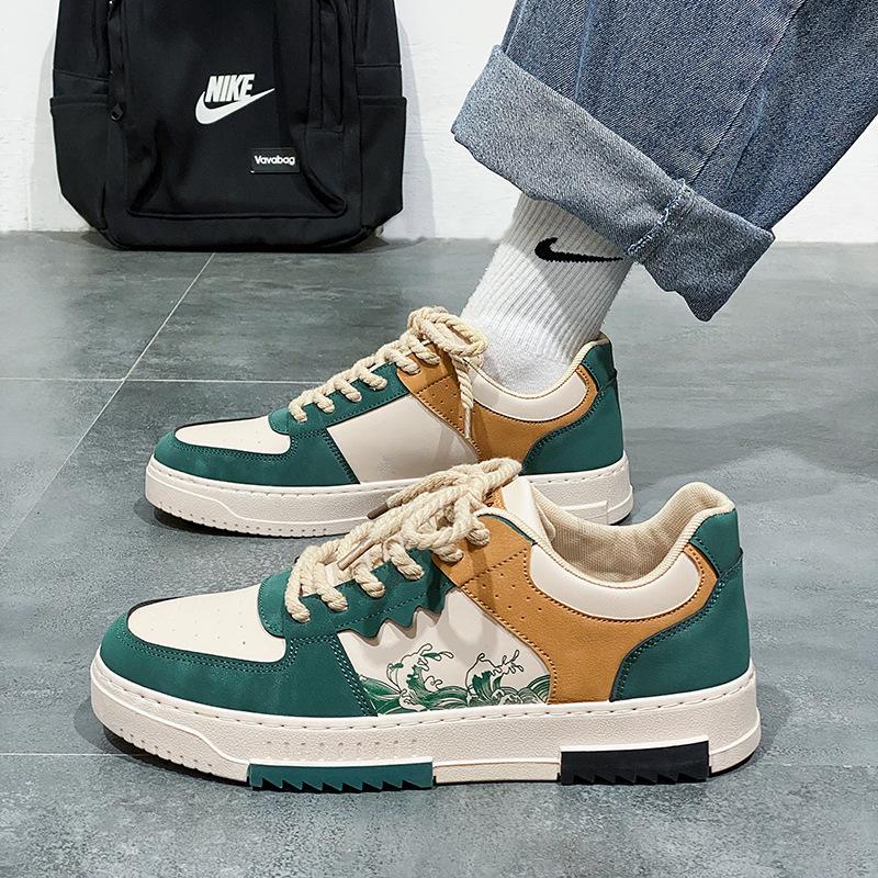 Wszechstronne męskie oddychające sneakersy Jesień 2025 - Modne białe buty sportowe na grubej podeszwie o unikalnym designie