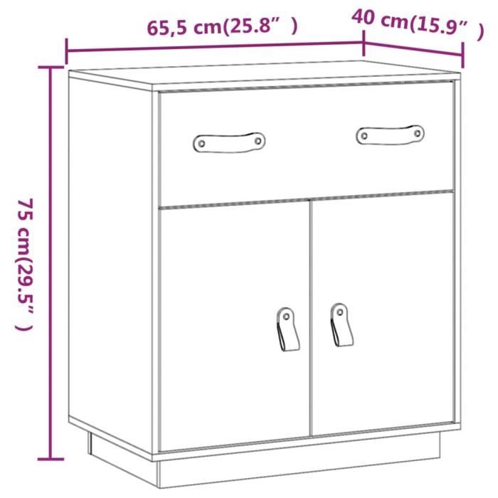 VidaXL Buffet Gris 65,5x40x75 cm Bois massif de pin 820129