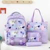 Schoolbag1011 New Cute Girls Schoolbag Dream Color Primary School Junior High School Versatile Backpack Four-piece Cartoon Backpack