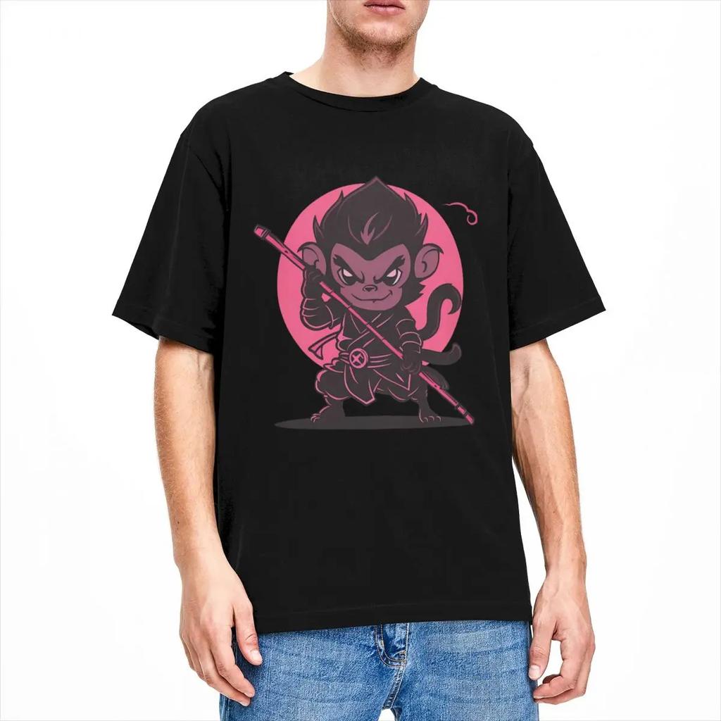 Black Myth Wukong Yeni Oyun Erkek Kadın Tişört Maymun Aşığı Mizahi Tişört Kısa Kollu Yuvarlak Yaka Tişört Pamuk Üstler