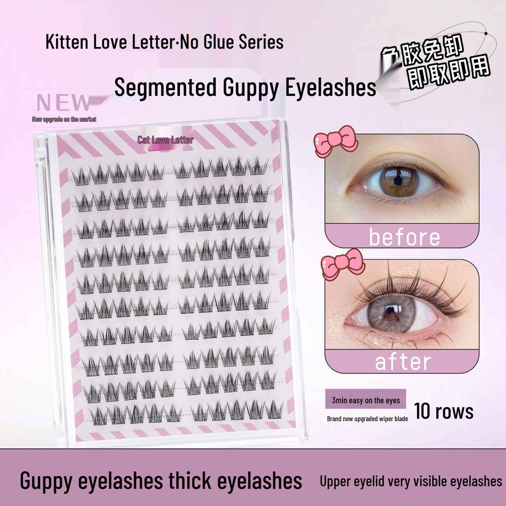 Ten Row Glue-Free Self-Adhesive False Eyelashes – Super Natural Sunflower, Easy Three-Step Application, No Removal Needed