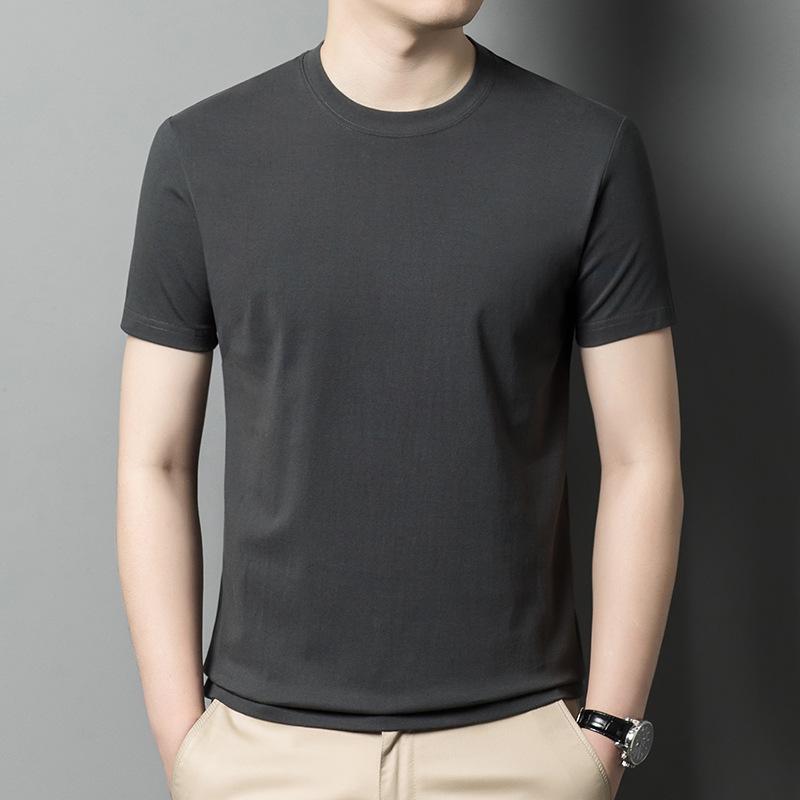 

Мужская летняя антибактериальная дышащая футболка из чистого хлопка с коротким рукавом, однотонная, с круглым вырезом, коллекция 2025 года 3XL (180-200 jin) темно-серого