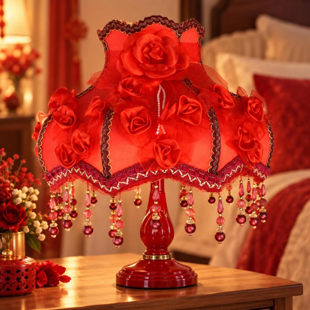 E27 Screw Fitting Lampshade Beaded with Dangling Bead Ornaments Ornate for Bedroom,