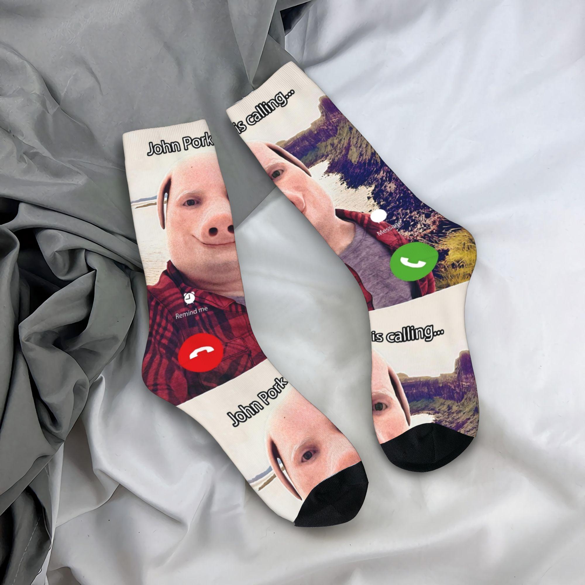 

Джон Порк Звонит Чулки Мужские Носки Теплые Мягкие Смешные Носки Весна Скейтборд Нескользящие Индивидуальные Носки Подарок one size