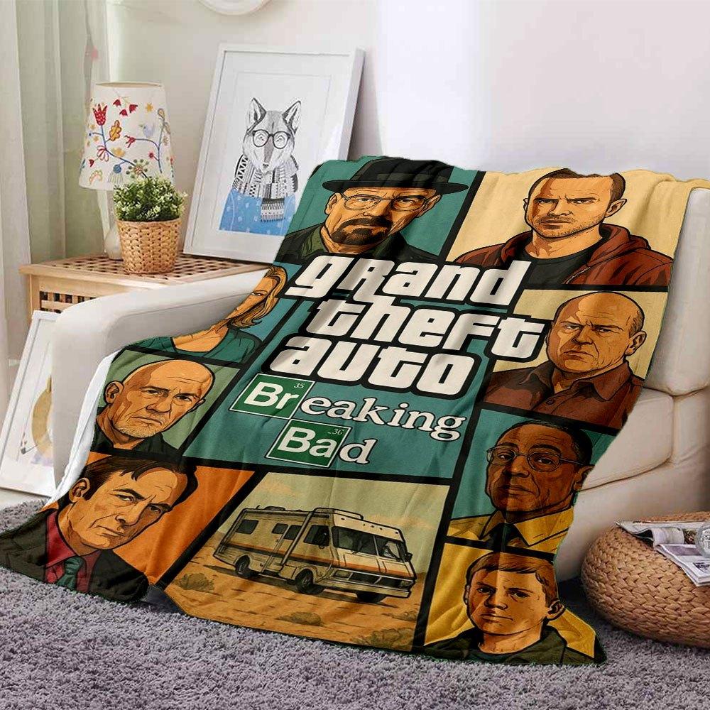 1pc Grand Theft Auto Soft Flannel Blanket with Designer Print A cozy blanket for all seasons, perfect for the couch, bed, office