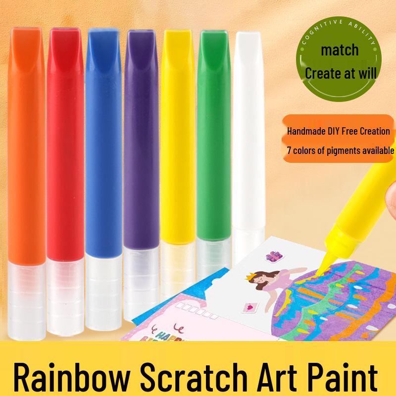 Rainbow Scratch Art DIY Bookmark & Postcard Painting Set for Kids