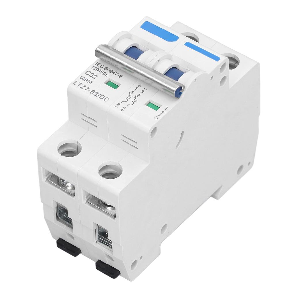 DC Miniature Circuit Breaker 2 Pole 1000V 32A DIN Rail Mount PV System Isolator Disconnect Switch
