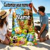 Custom Name Personalized Masha and The Bear Print Beach Towel, for Trip Camping Beach Party Home Decor, Birthday Gift for Family & Friends