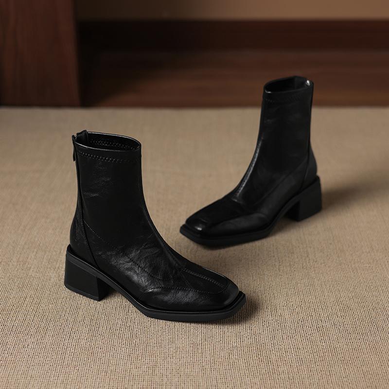 Krazing Pot Microfiber Winter Square Toe Modern Size 33 Boots Size 43 Zipper Fashion Ankle Boots